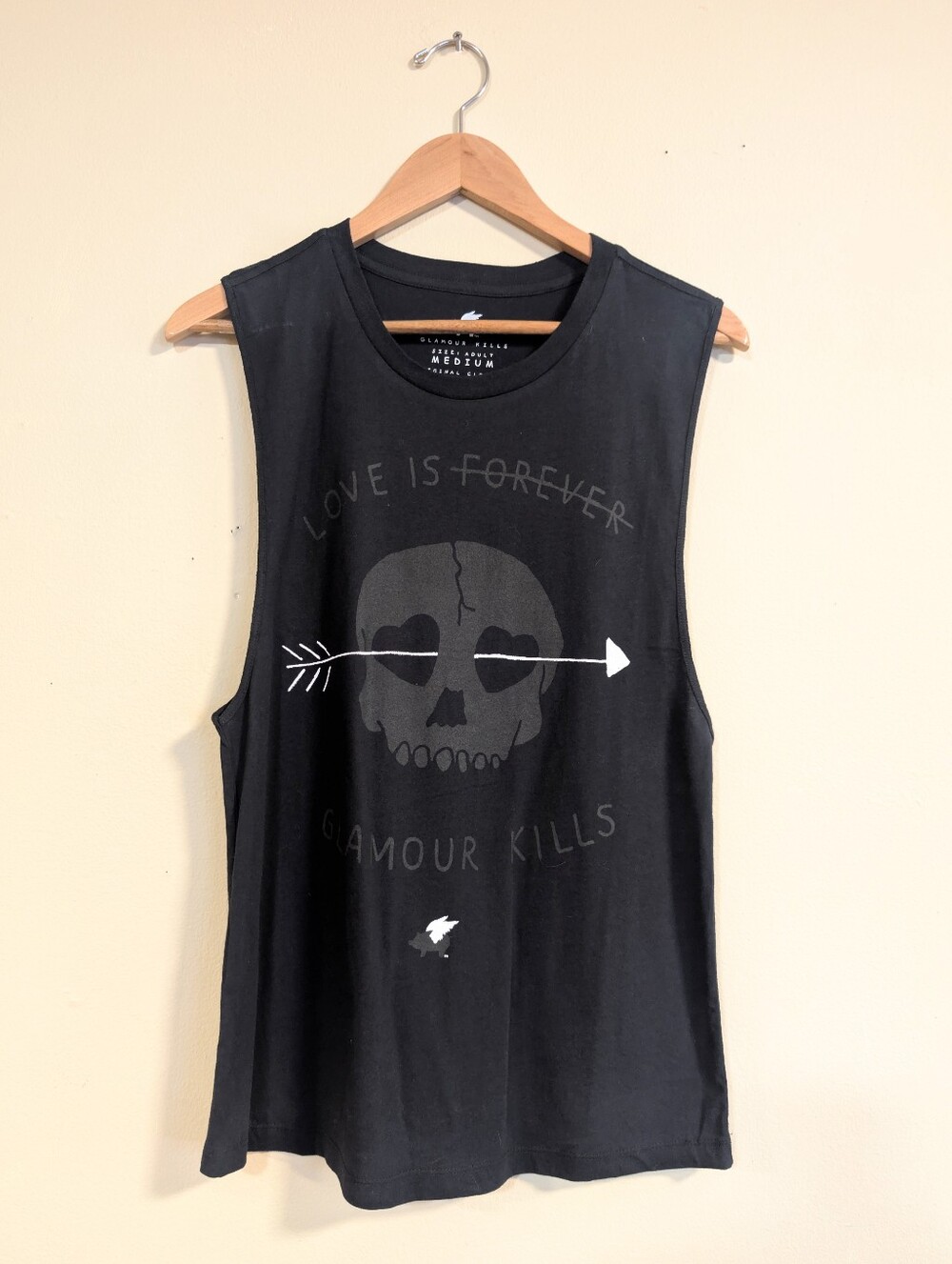Glamour Kills Black Muscle Tee with Skull Graphic